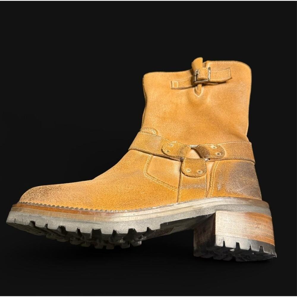 ROAN by BED|STU Tan Emerson Leather Distressed Moto Biker Boot Sz 8 Rugged Boho - Picture 3 of 9